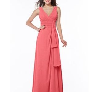 Vintage sleeveless Floor length coral dress